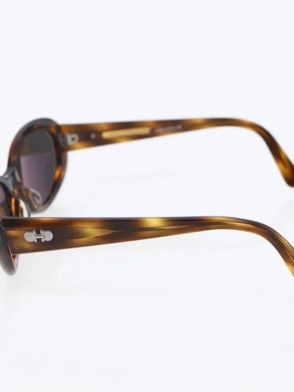 Salvatore Ferragamo Gancini Sunglasses Plastic Brown Auth SW1683